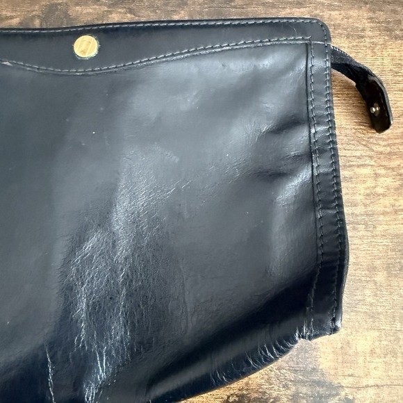 Vintage Goldpfeil West Germany Black Leather Clutch Handbag 80s